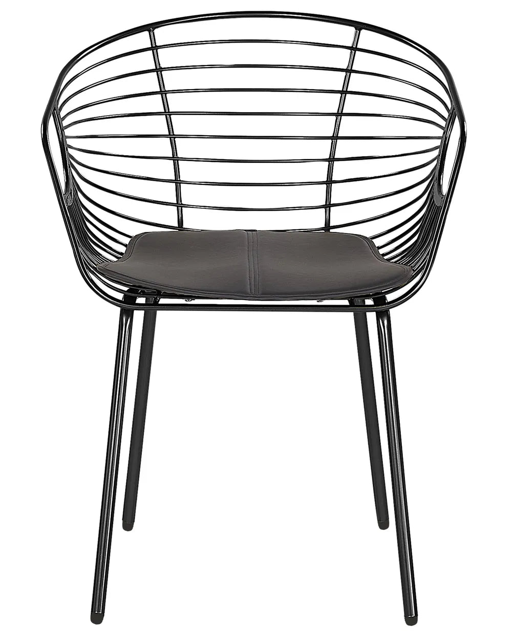 Set of 2 Dining Chairs HOBACK Metal Black with Black Faux Leather Seat