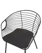 Set of 2 Dining Chairs HOBACK Metal Black with Black Faux Leather Seat