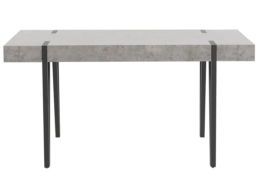Dining Table ADENA Industrial Style 150×90 cm – Concrete Effect Top, Metal Legs (Grey / Brown / Beige)