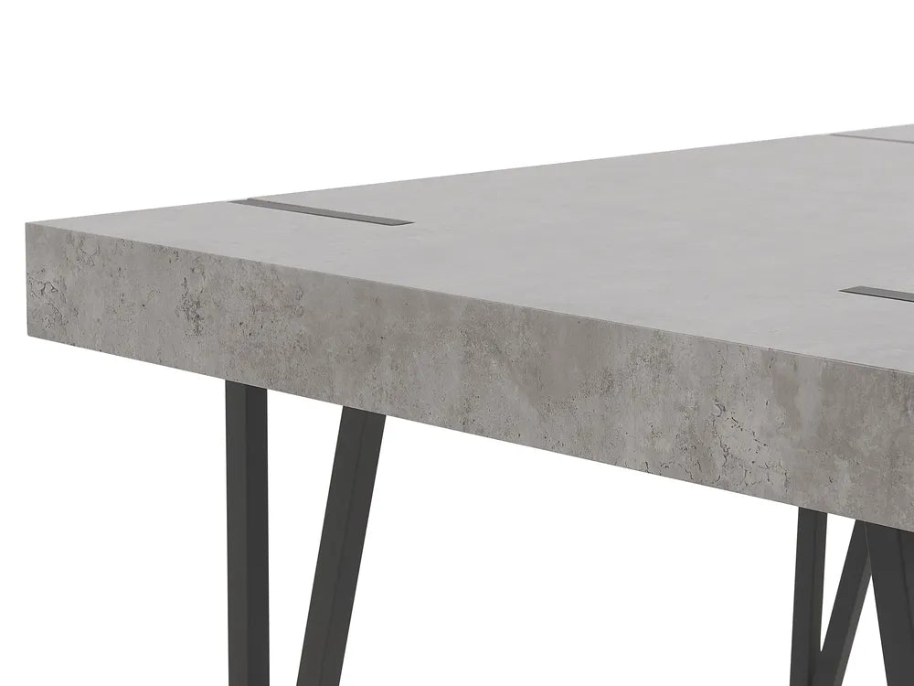 Dining Table ADENA Industrial Style 150×90 cm – Concrete Effect Top, Metal Legs (Grey / Brown / Beige)