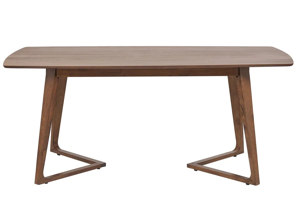 Dining Table HUXTER Dark Walnut 180×90 cm – MDF Top with Walnut Veneer, Rubberwood Legs