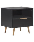 1 Drawer Bedside Table INDIO – Black Nightstand with Gold Accents, Modern Storage Side Table