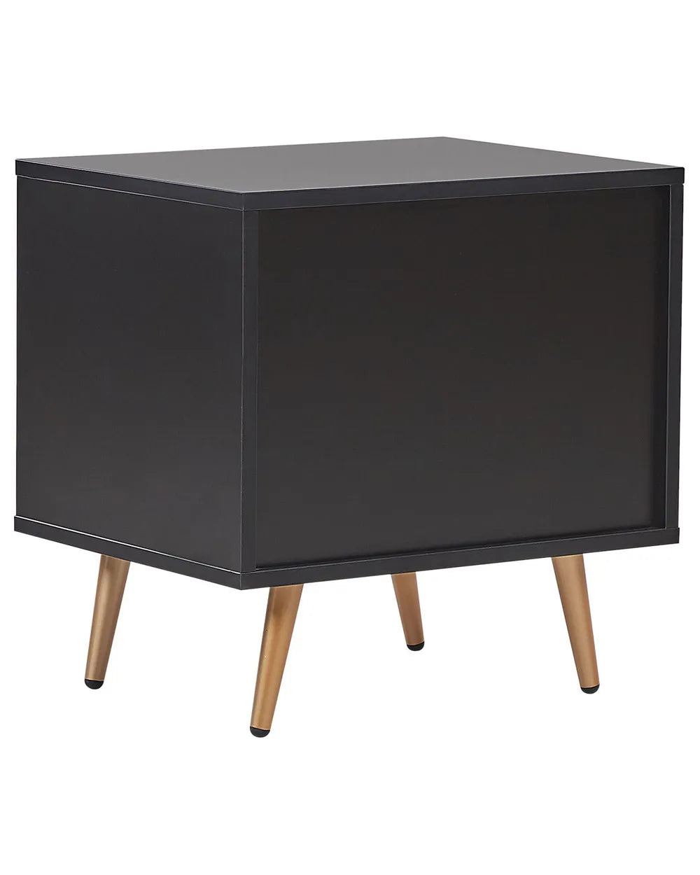 1 Drawer Bedside Table INDIO – Black Nightstand with Gold Accents, Modern Storage Side Table