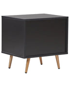 1 Drawer Bedside Table INDIO – Black Nightstand with Gold Accents, Modern Storage Side Table