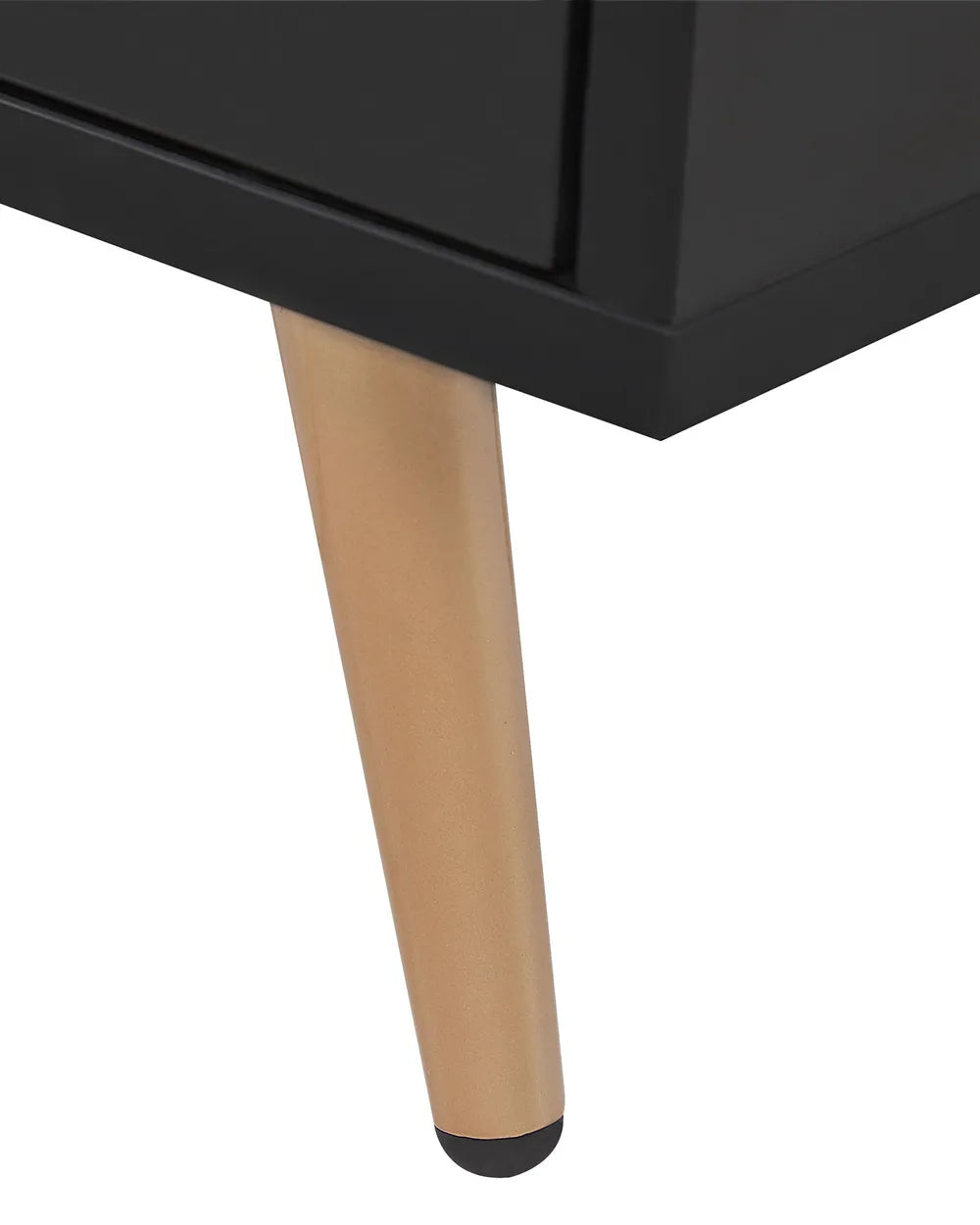 1 Drawer Bedside Table INDIO – Black Nightstand with Gold Accents, Modern Storage Side Table