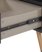 1 Drawer Bedside Table INDIO – Black Nightstand with Gold Accents, Modern Storage Side Table