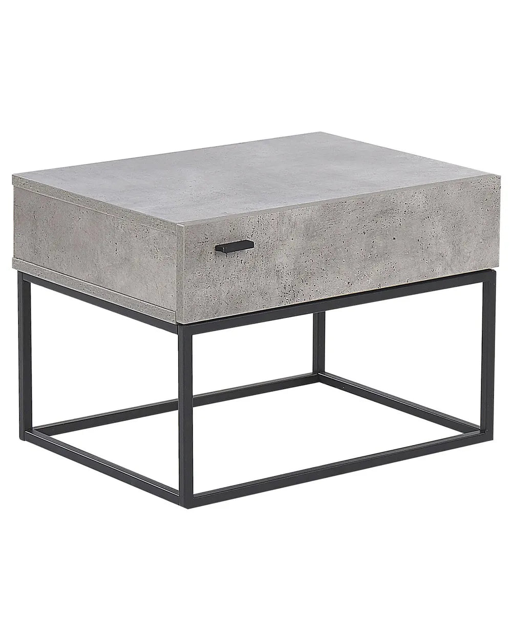 1 Drawer Industrial Bedside Table CAIRO – Light Grey, Concrete Effect, Metal Frame