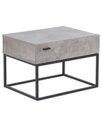 1 Drawer Industrial Bedside Table CAIRO – Light Grey, Concrete Effect, Metal Frame