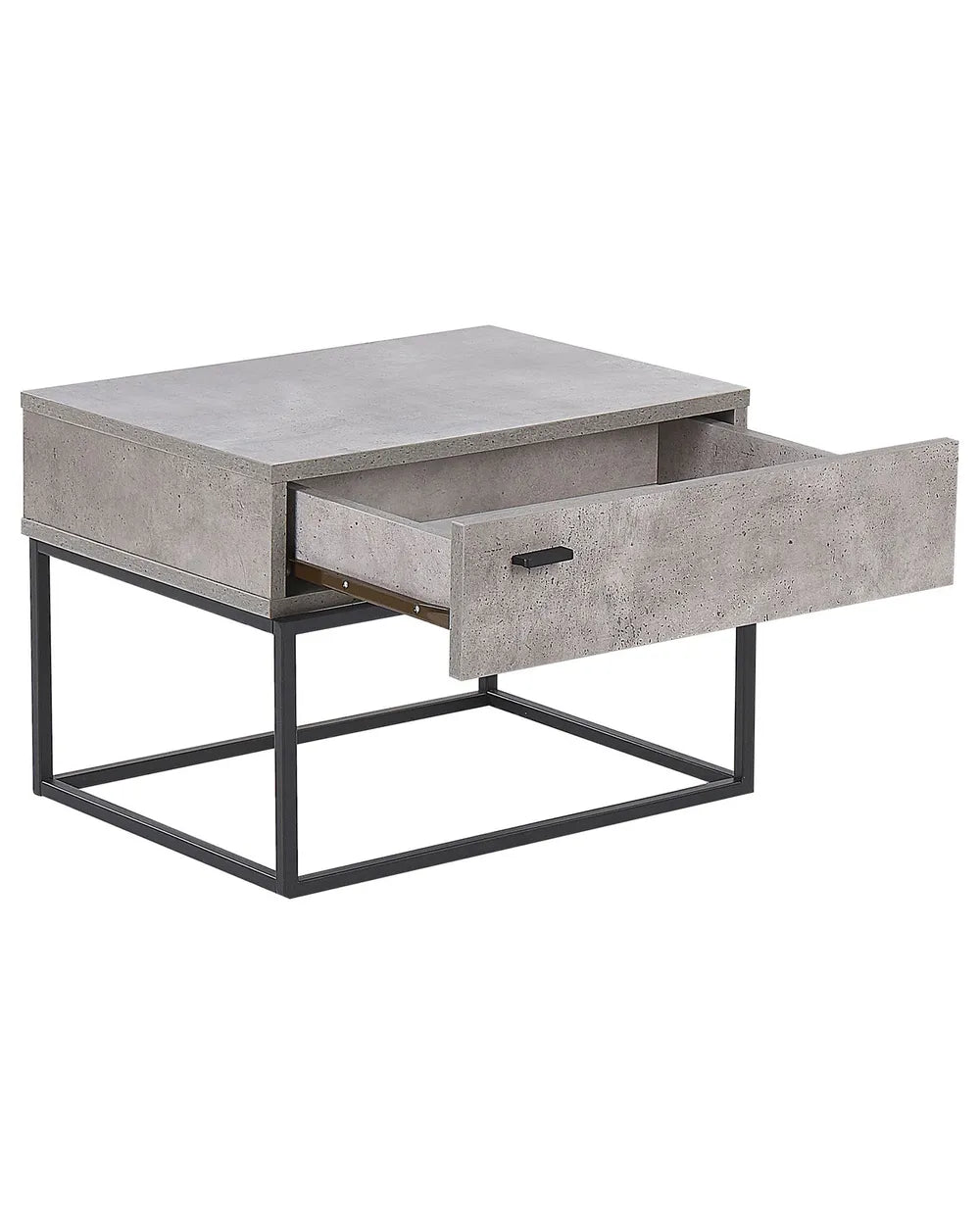 1 Drawer Industrial Bedside Table CAIRO – Light Grey, Concrete Effect, Metal Frame