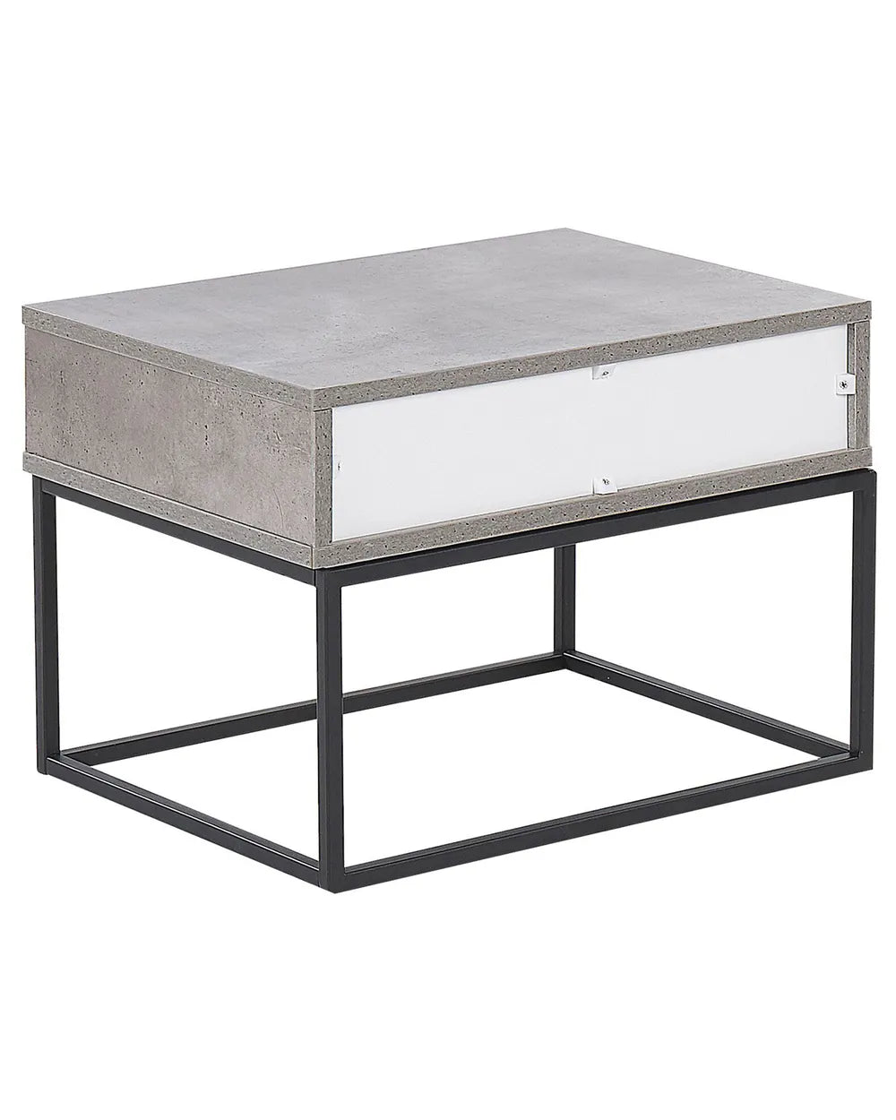 1 Drawer Industrial Bedside Table CAIRO – Light Grey, Concrete Effect, Metal Frame