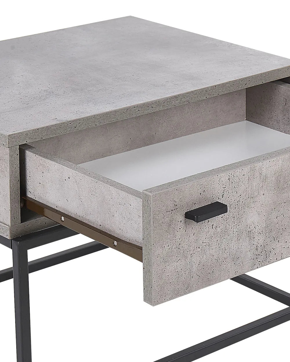 1 Drawer Industrial Bedside Table CAIRO – Light Grey, Concrete Effect, Metal Frame
