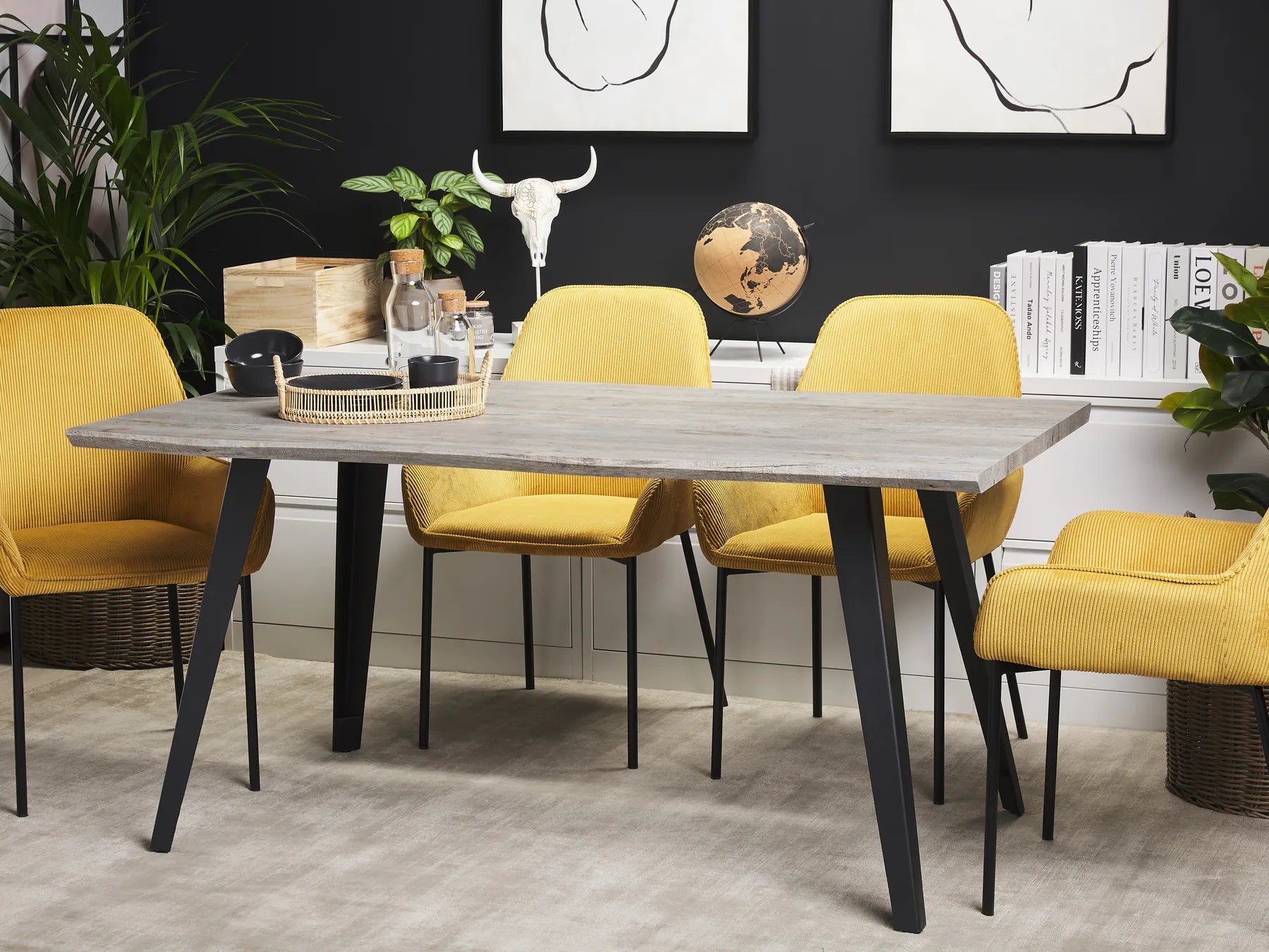 Dining Table WITNEY Grey 160 x 90 cm