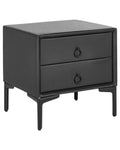 2 Drawer Bedside Table SEZANNE – Black Faux Leather Upholstered Nightstand with Metal Legs