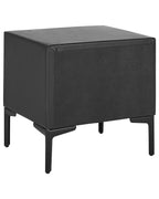 2 Drawer Bedside Table SEZANNE – Black Faux Leather Upholstered Nightstand with Metal Legs