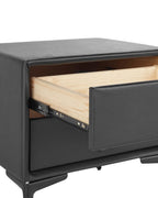 2 Drawer Bedside Table SEZANNE – Black Faux Leather Upholstered Nightstand with Metal Legs