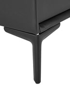2 Drawer Bedside Table SEZANNE – Black Faux Leather Upholstered Nightstand with Metal Legs