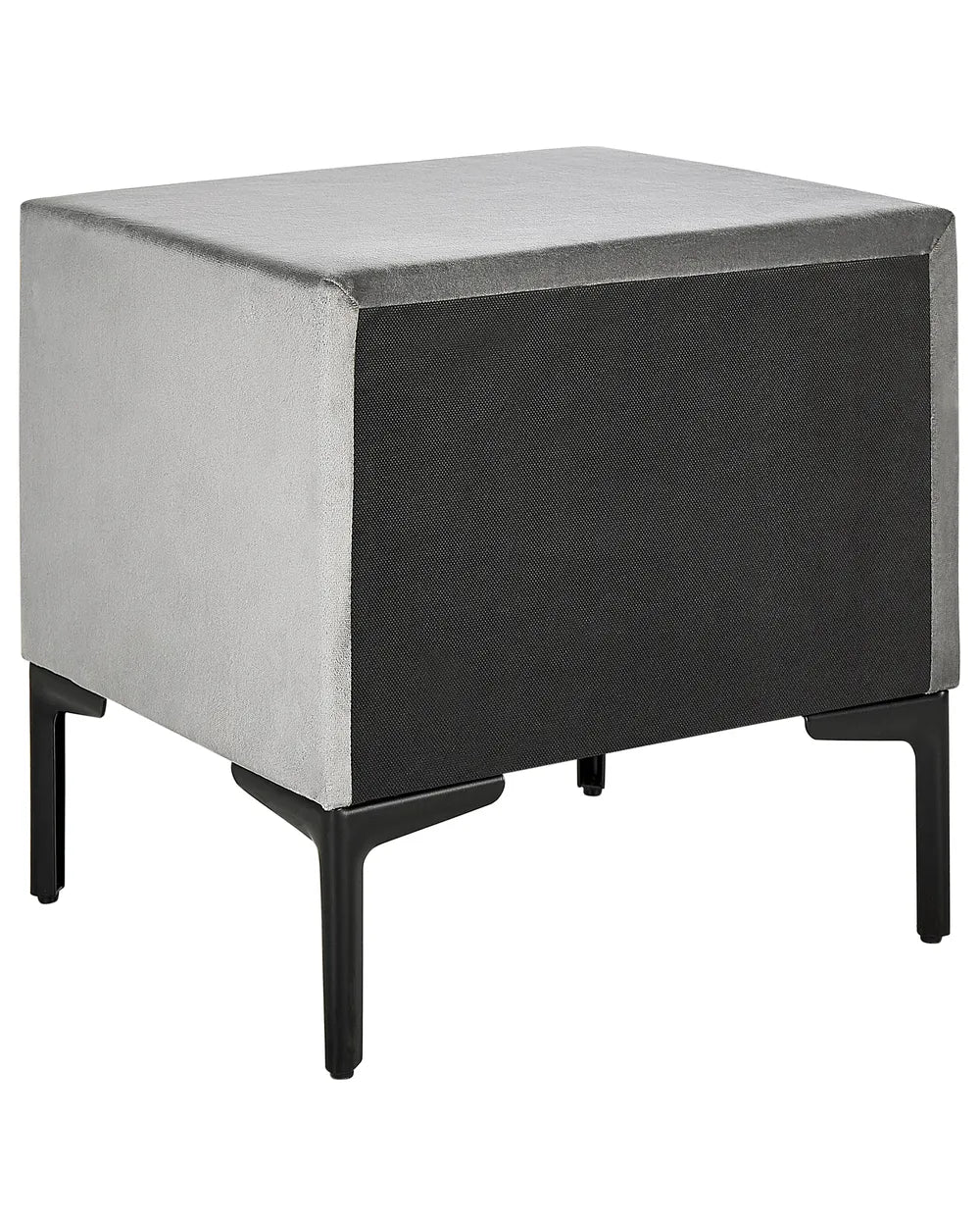 2 Drawer Upholstered Bedside Table SEZANNE in Grey Velvet with Metal Legs