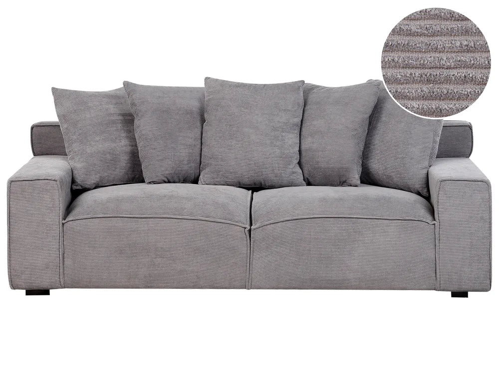 3-Seater Sofa VISKAN in Dark Grey Chenille Fabric – Modern Upholstered Couch with Cushions