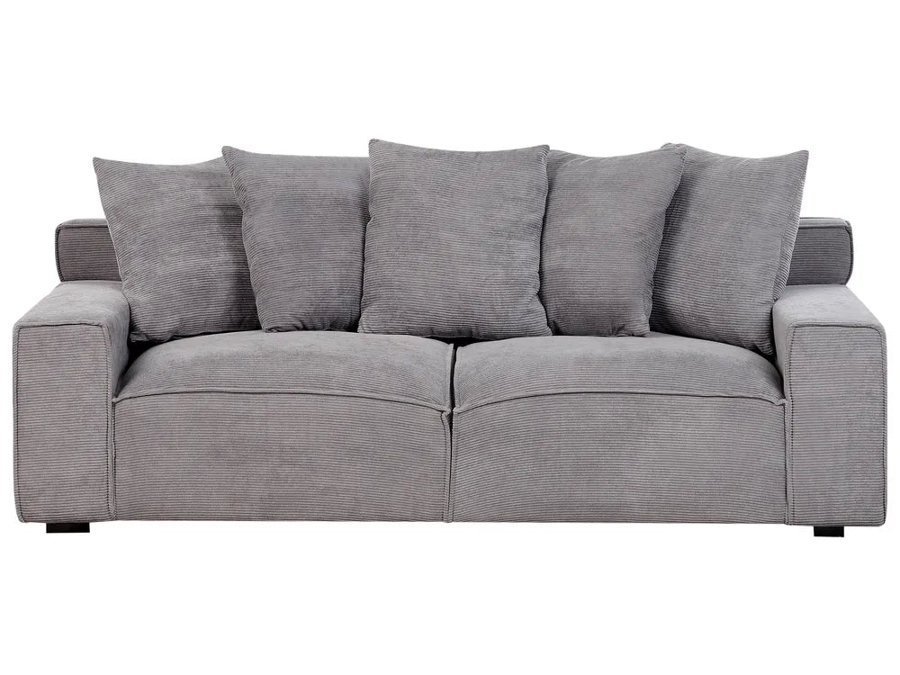 3-Seater Sofa VISKAN in Dark Grey Chenille Fabric – Modern Upholstered Couch with Cushions