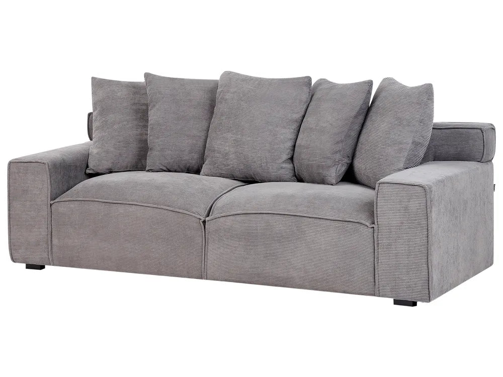 3-Seater Sofa VISKAN in Dark Grey Chenille Fabric – Modern Upholstered Couch with Cushions