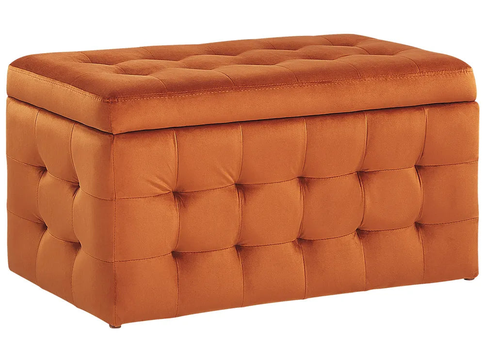 Storage Ottoman MICHIGAN Velvet – Tufted Upholstered Storage Bench with Hinged Lid, Multiple Colours