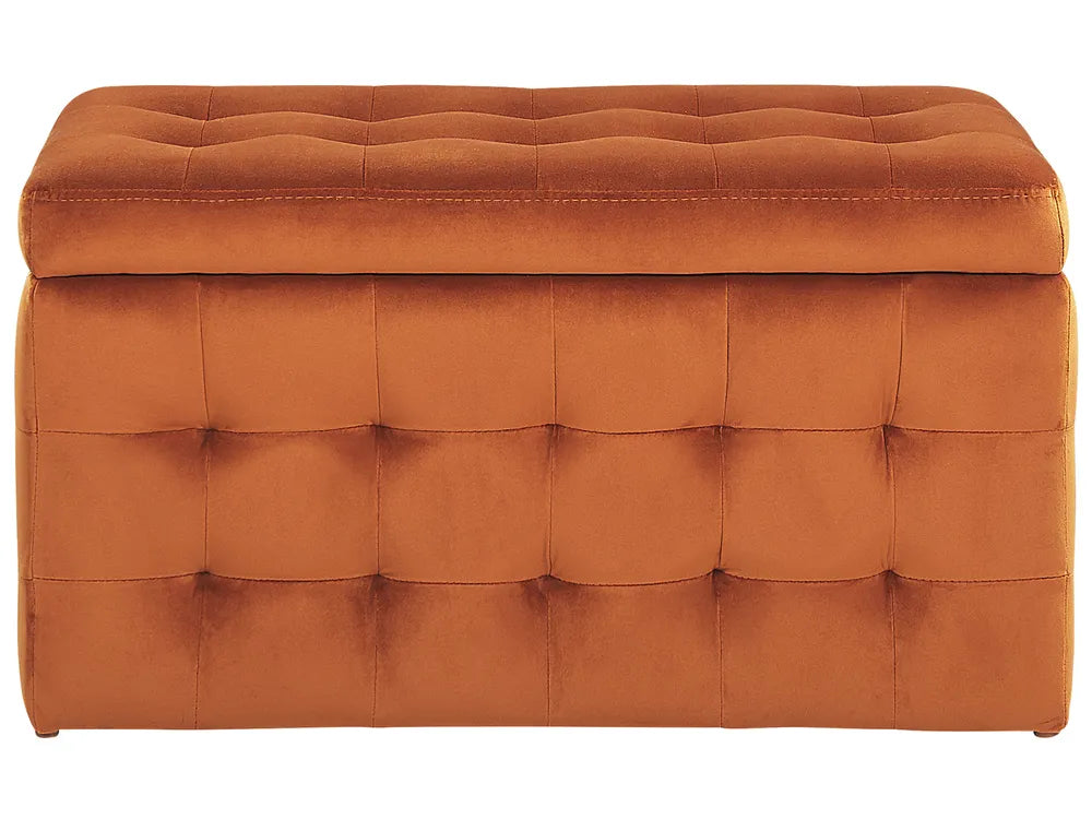Storage Ottoman MICHIGAN Velvet – Tufted Upholstered Storage Bench with Hinged Lid, Multiple Colours