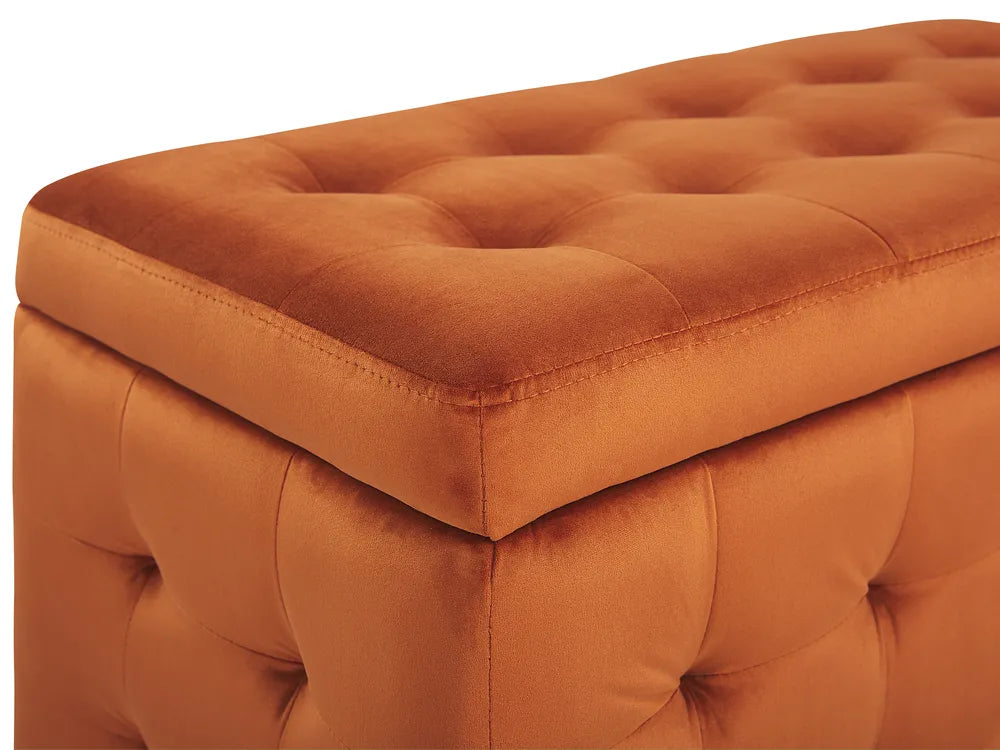 Storage Ottoman MICHIGAN Velvet – Tufted Upholstered Storage Bench with Hinged Lid, Multiple Colours