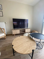 FRANKLIN Retro TV Stand Light Brown – 150 cm TV Cabinet with Storage, Cable Management, for TVs up to 70 Inch