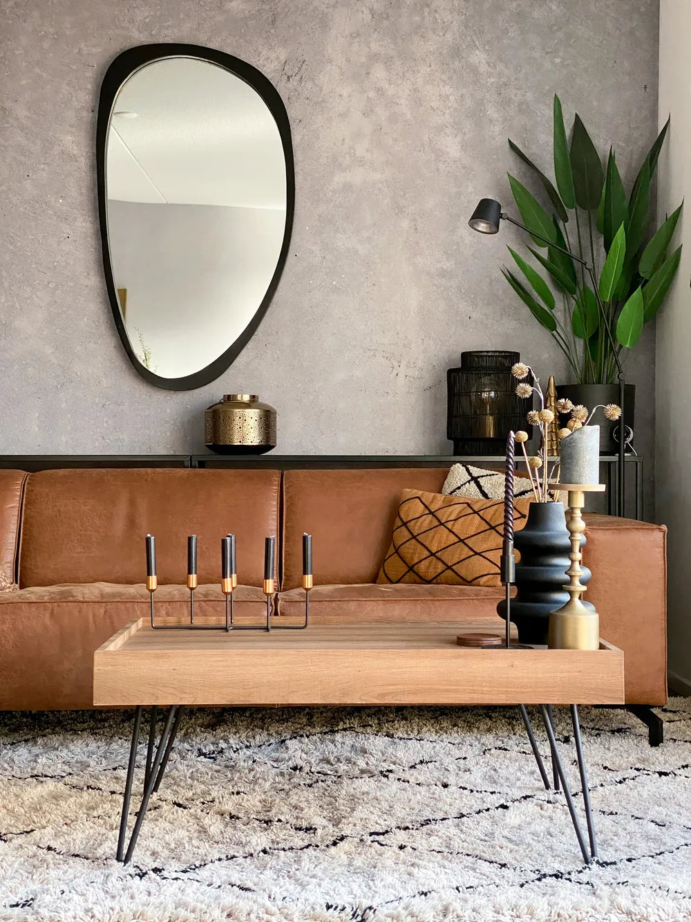 WELTON Dark Brown Coffee Table, Rectangular MDF Table with Metal Hairpin Legs, 100×60×43 cm