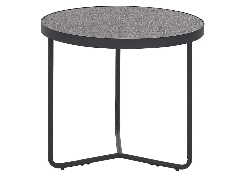 MELODY Set of 2 Coffee Tables, Round MDF Tables with Metal Legs, Grey, 50×50×50 cm & 50×50×45 cm