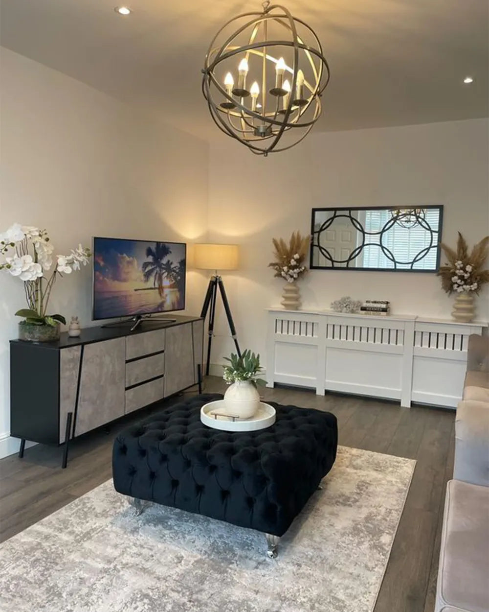 BLACKPOOL Grey Concrete Effect 2 Door Sideboard, Modern Industrial Storage Cabinet, 177×40×75 cm