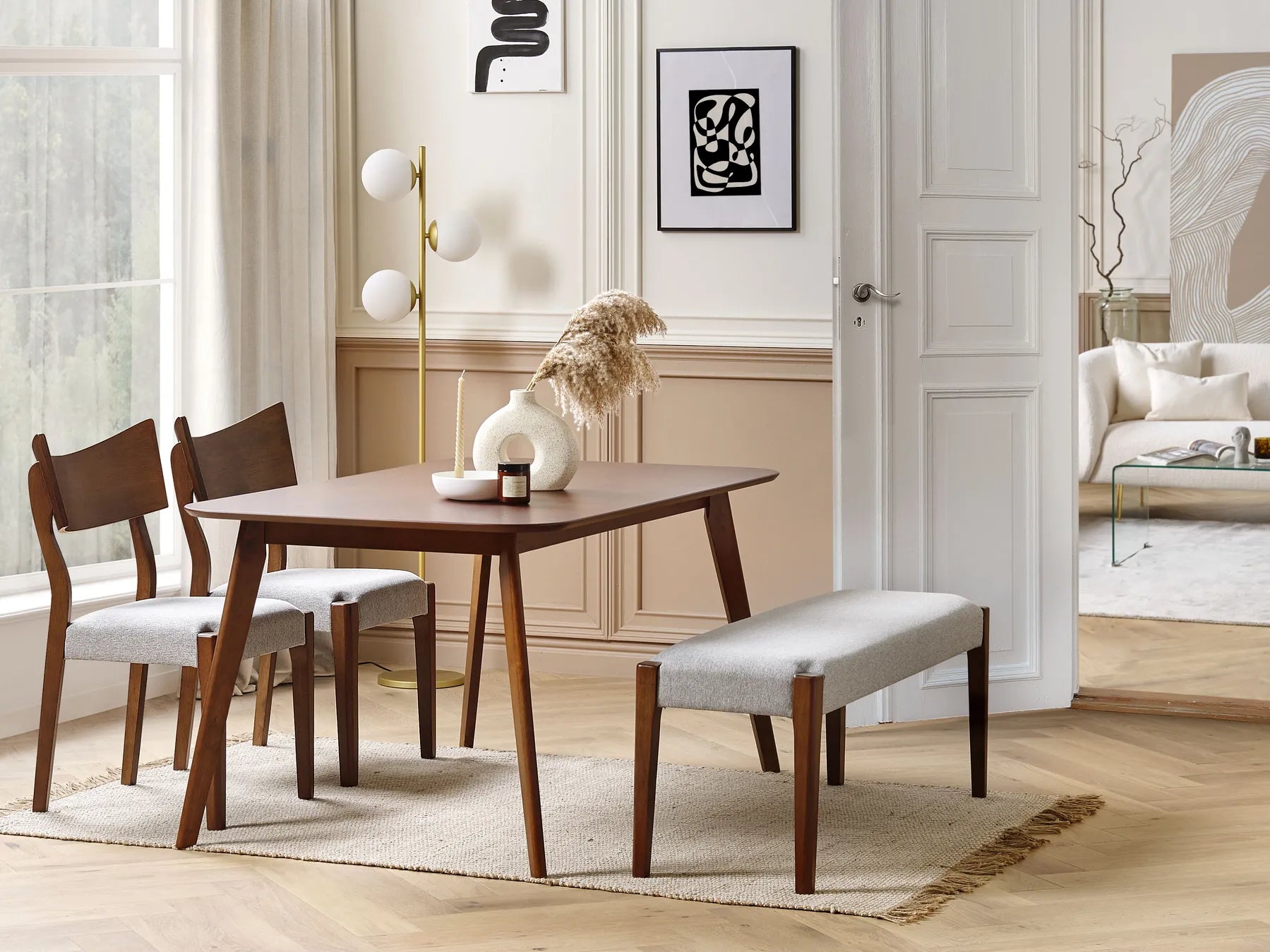 Dining Table EPHRATA Dark Mahogany 150 x 90 cm – Rectangular Dining Table, Mahogany Wood Veneer, Seats Up to 6 People