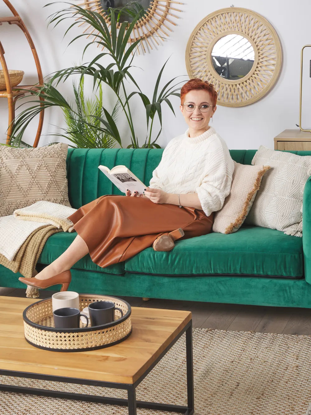 Sofa 3 Seater ARVIKA Velvet Green – Green Velvet Tuxedo Sofa with Acrylic Legs