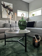 BONITA Round Coffee Table – Grey Concrete Effect, Metal Frame