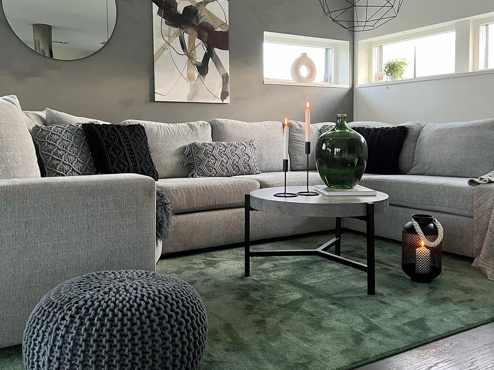 BONITA Round Coffee Table – Grey Concrete Effect, Metal Frame