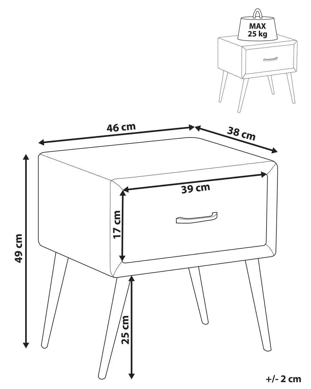 1 Drawer Bedside Table FLAYAT – Velvet Upholstered Nightstand, Green with Gold Legs