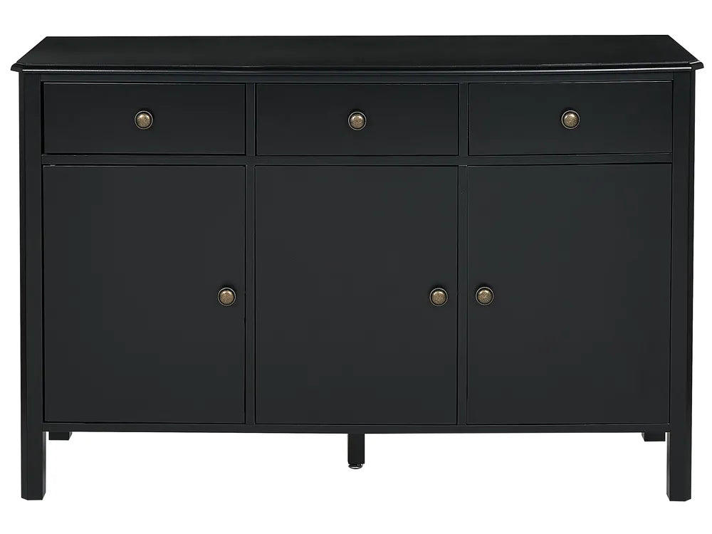 3 Door Sideboard OLATE Black, MDF Highboard Cabinet with Drawers, 120 cm