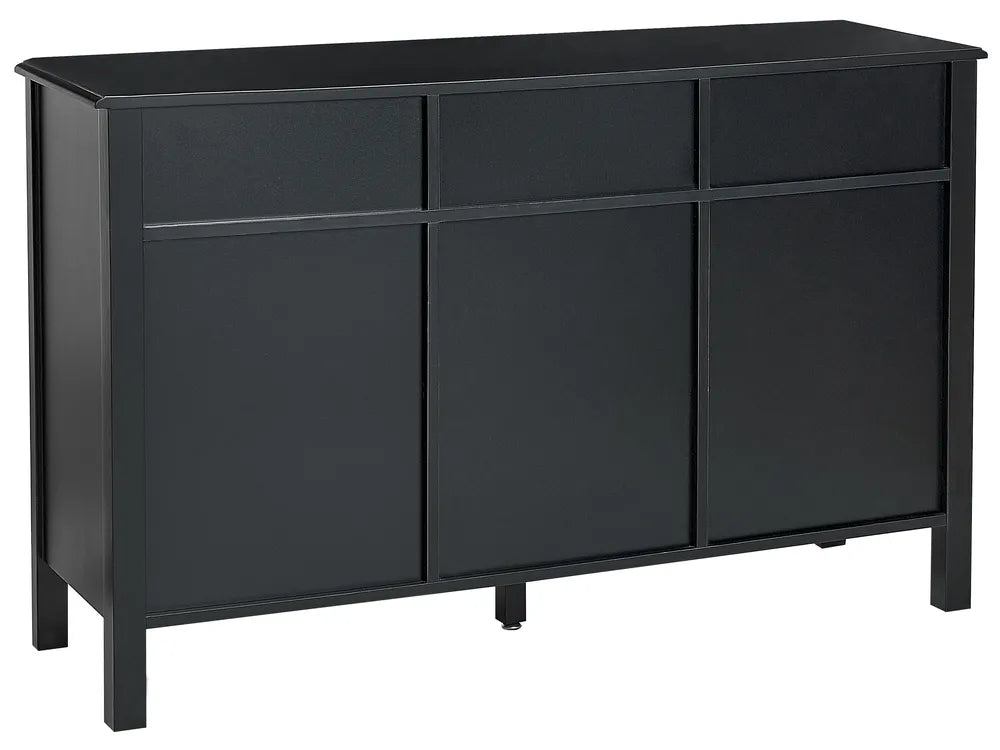 3 Door Sideboard OLATE Black, MDF Highboard Cabinet with Drawers, 120 cm