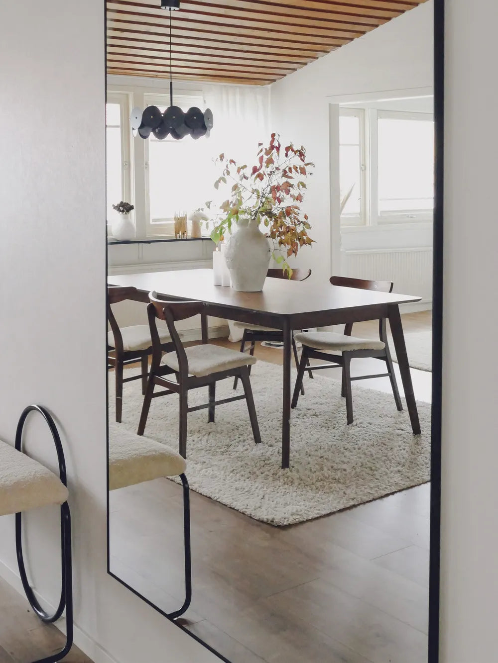 Dining Table MADOX Dark Brown 200 x 100 cm, Rectangular Wooden Veneer Table for 6–8 People