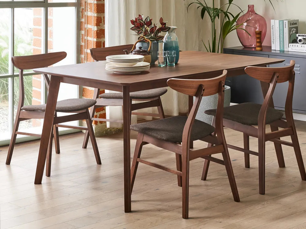 Dining Table EPHRATA Dark Mahogany 150 x 90 cm – Rectangular Dining Table, Mahogany Wood Veneer, Seats Up to 6 People