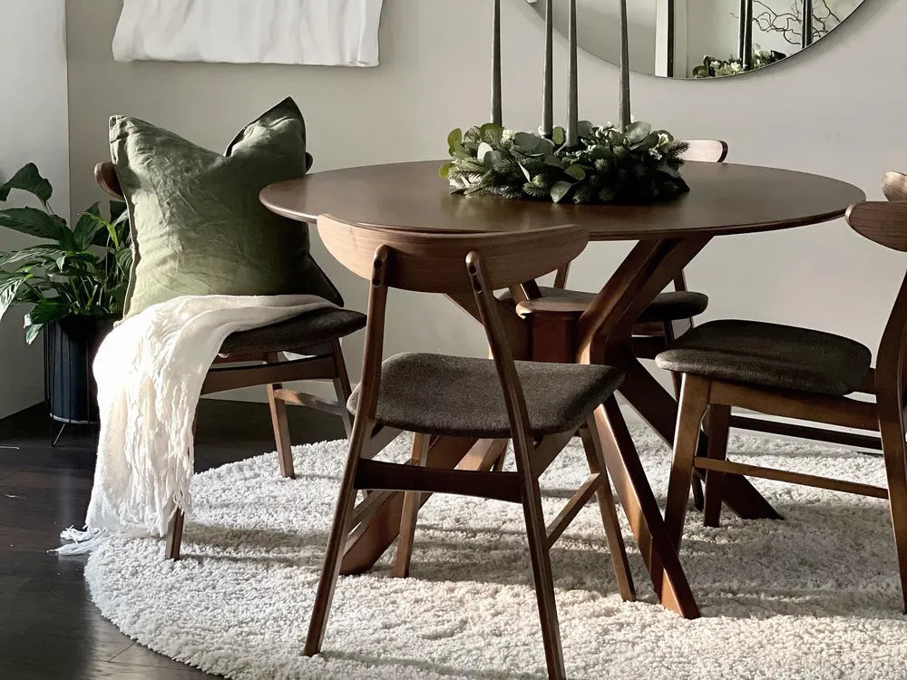 Set of 2 Dining Chairs Lynn Wood Dark Brown/ Grey