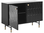 ADANTE Black Modern Highboard Cabinet with 2 Doors – Geometric Front, Metal Legs, 120×40×82 cm
