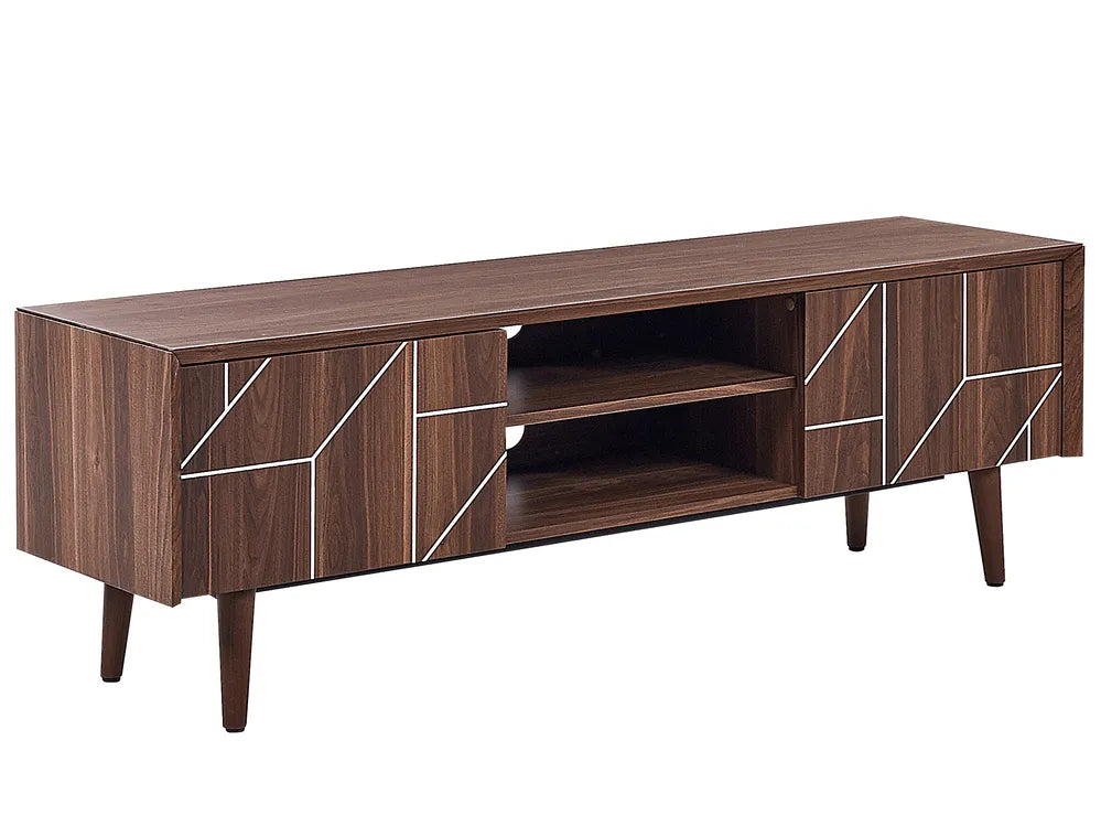 TV Stand FRANKLIN Dark Brown – Retro TV Cabinet with Storage for TVs up to 70"