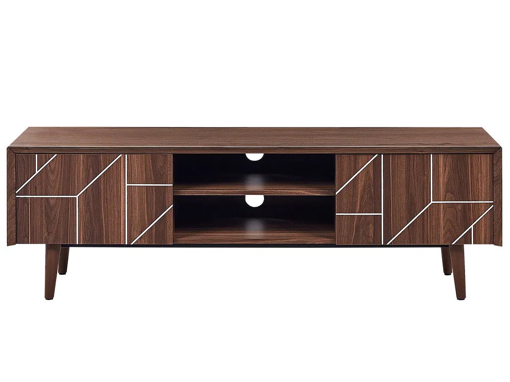TV Stand FRANKLIN Dark Brown – Retro TV Cabinet with Storage for TVs up to 70"