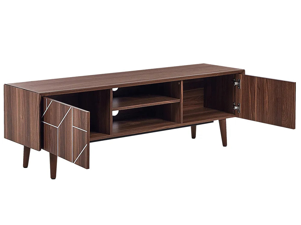 TV Stand FRANKLIN Dark Brown – Retro TV Cabinet with Storage for TVs up to 70"