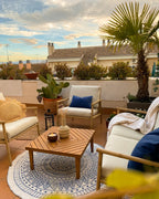 BARATTI Garden Coffee Table, Solid Acacia Wood, Square Outdoor Table 70×70×33 cm, Brown