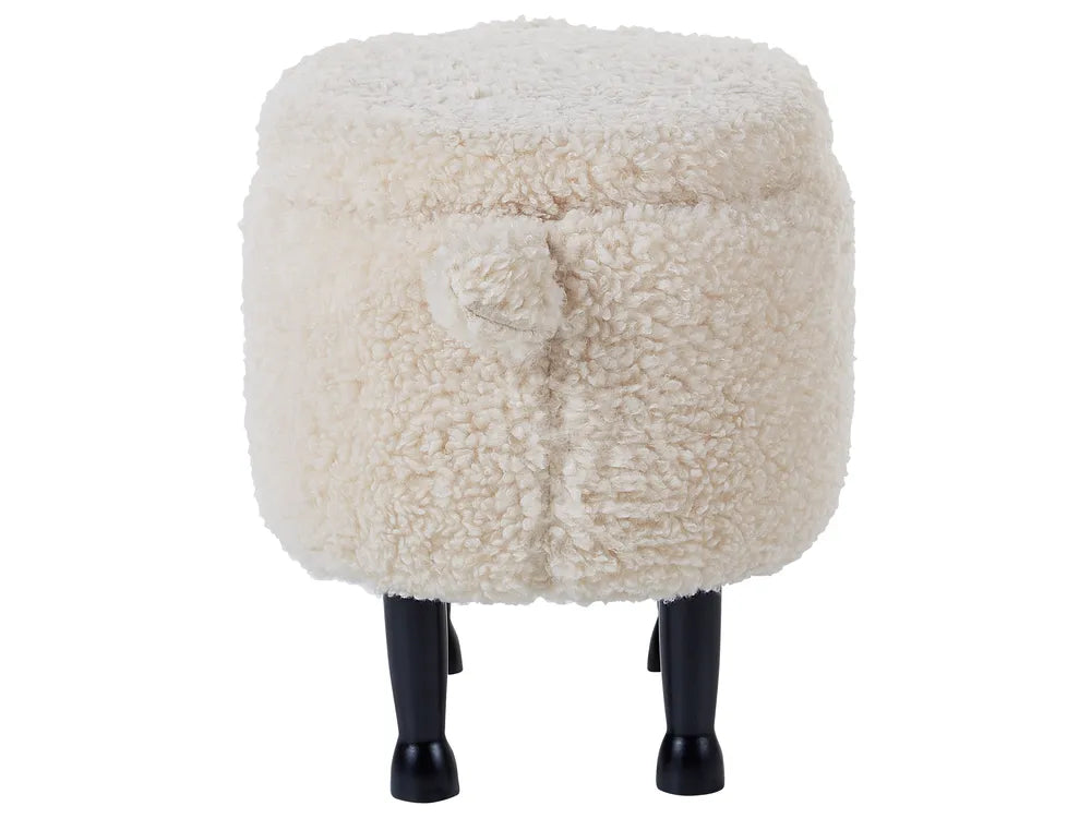 Storage Animal Stool SHEEP – Cute Kids Storage Footstool with Hidden Compartment, Soft Fabric Upholstery, Beige