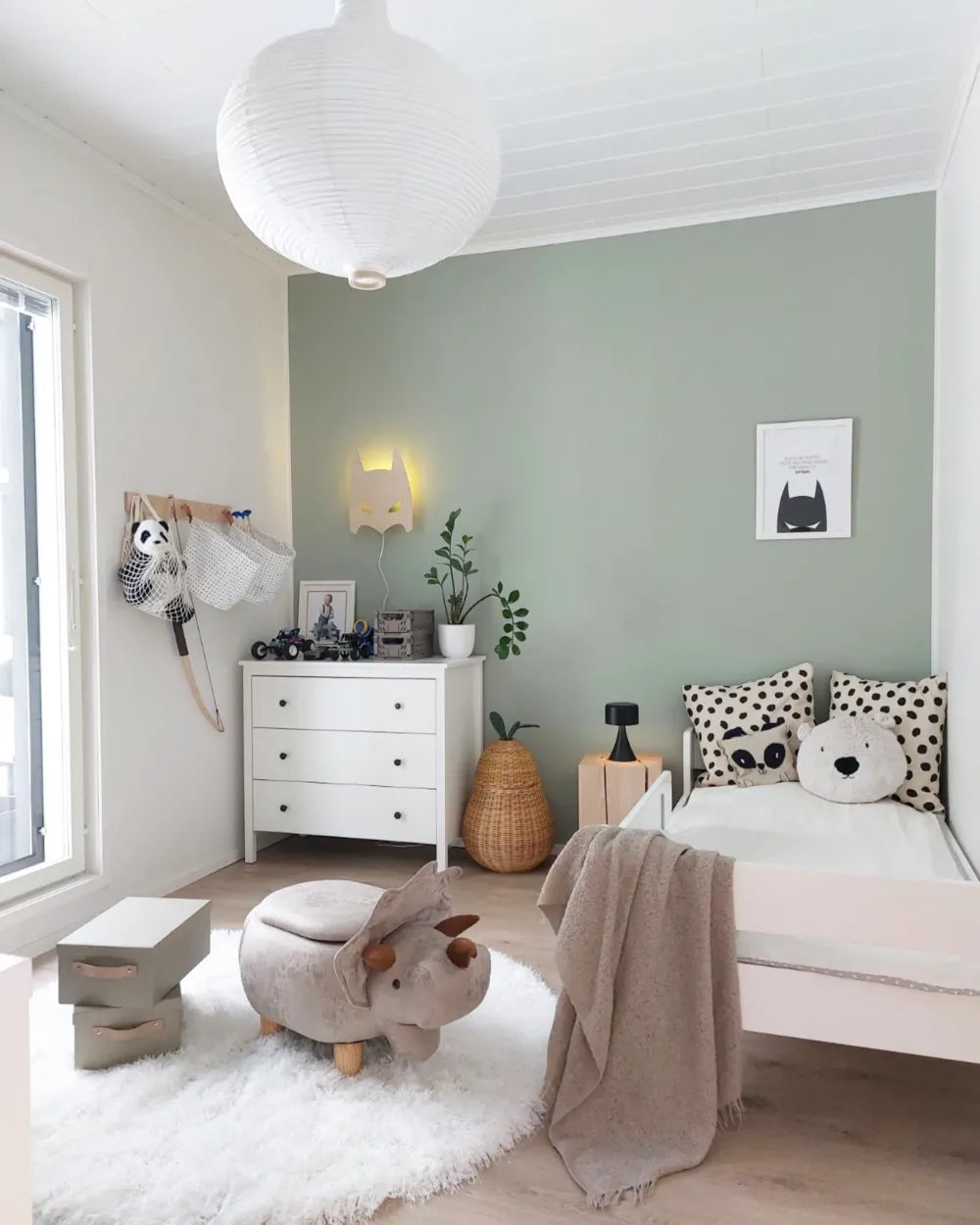 Storage Animal Stool TRICERATOPS Fabric Light Grey – Kids Pouffe with Hidden Storage