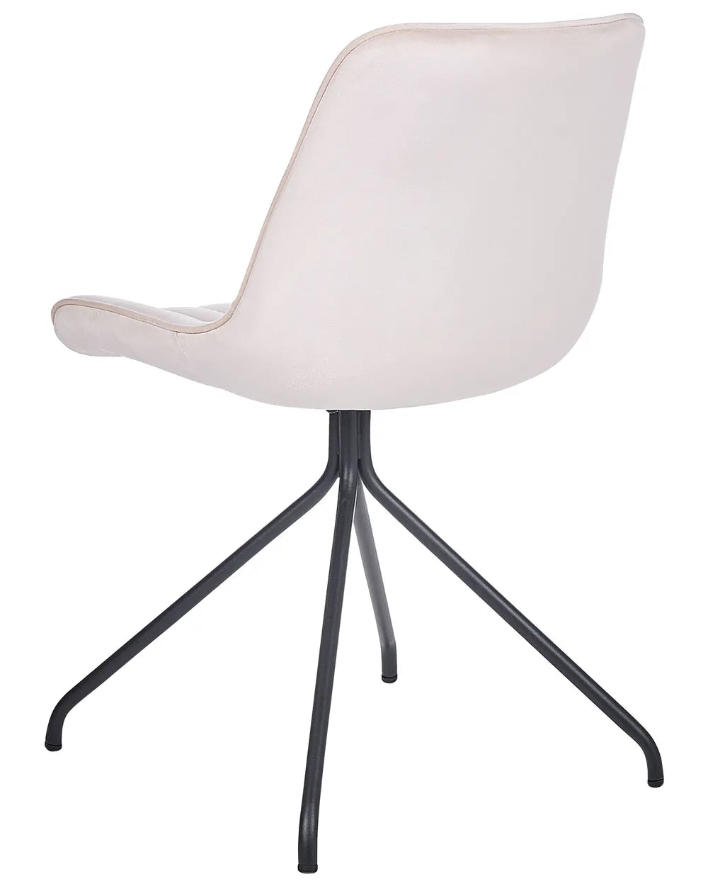 NAVASOTA Set of 2 Upholstered Dining Chairs, Beige Velvet, Black Steel Cross Base