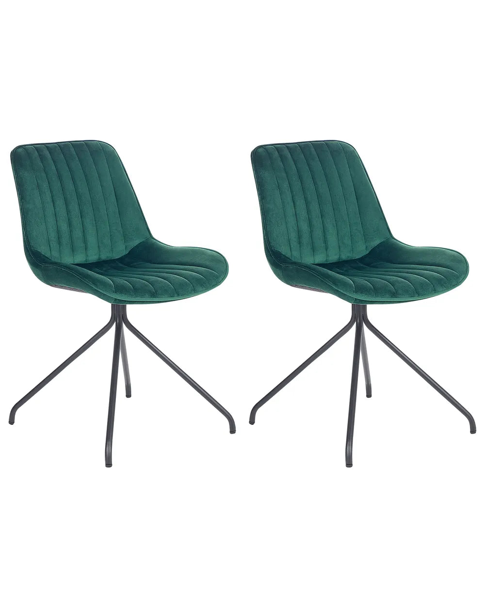 Set of 2 Dining Chairs NAVASOTA – Velvet Upholstered, Emerald Green, Steel Legs
